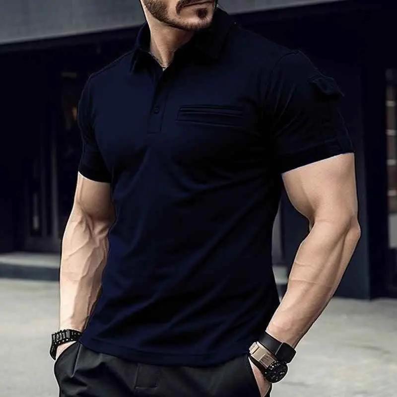 Navy blue polo shirt with pocket style