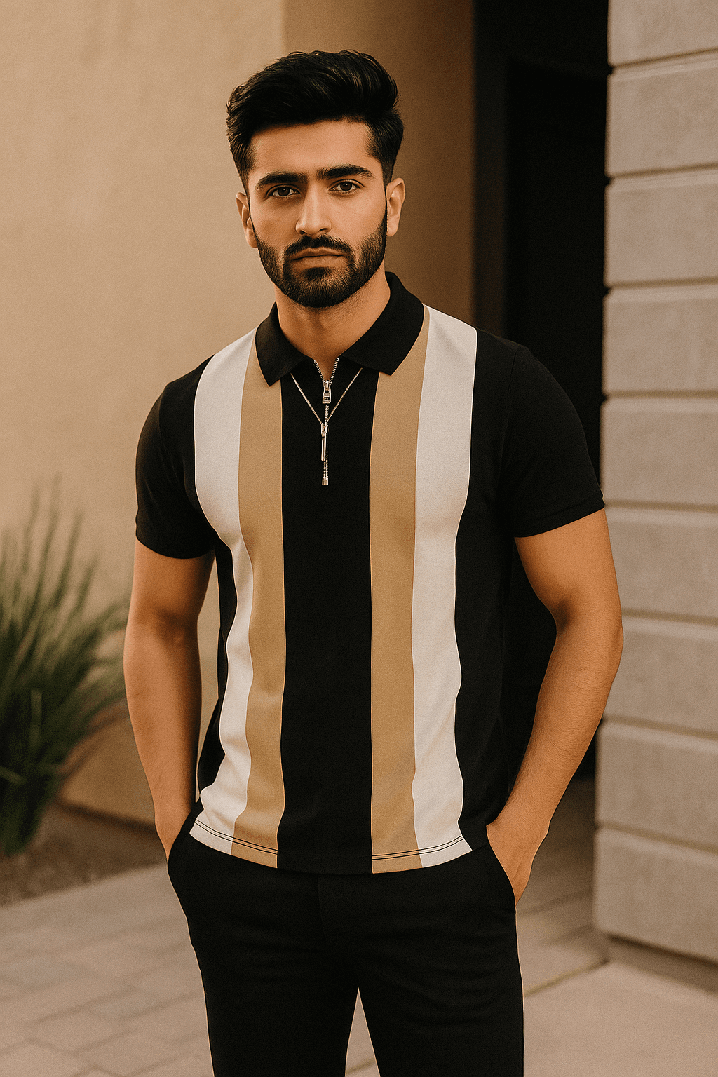 Mens premium double decker polo shirt