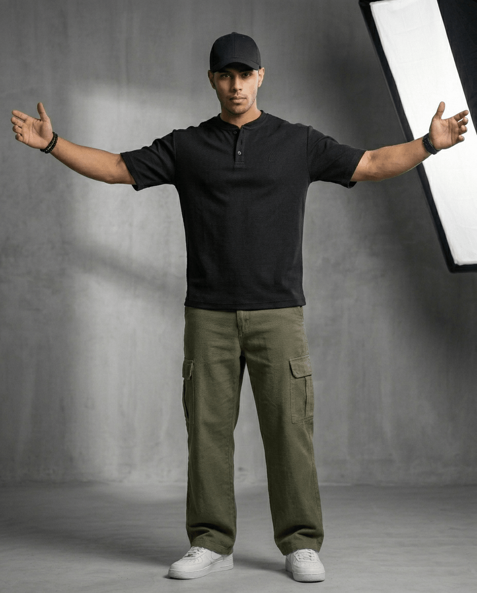Men’s Slim Fit Henley T-Shirt – Premium Stretch Cotton Short Sleeve Casual Streetwear Tee