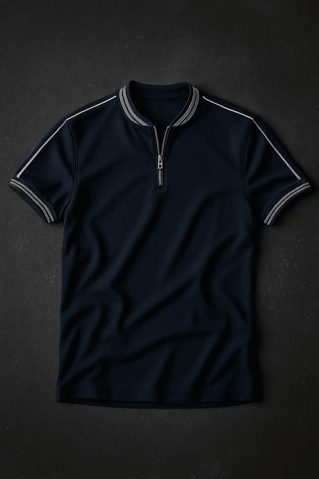 Navy madmext smoked polo neck shirt