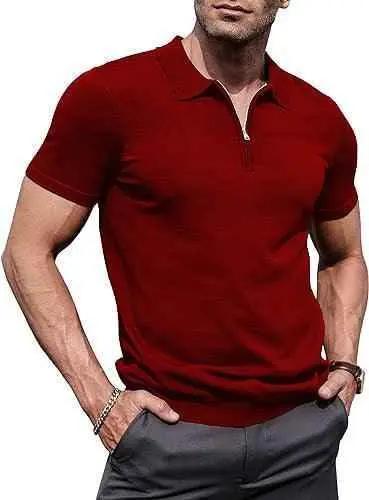 Maroon zipper polo shirt for men
