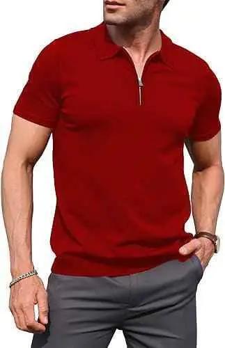Maroon zipper polo shirt for men