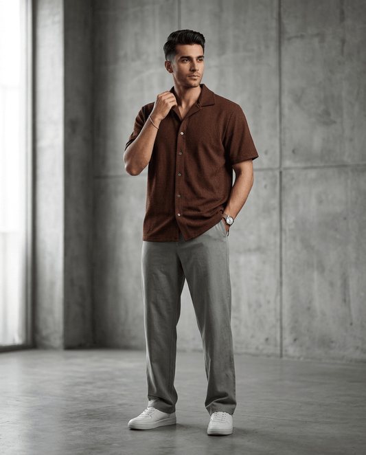 Brownish Texture Casual Shirt