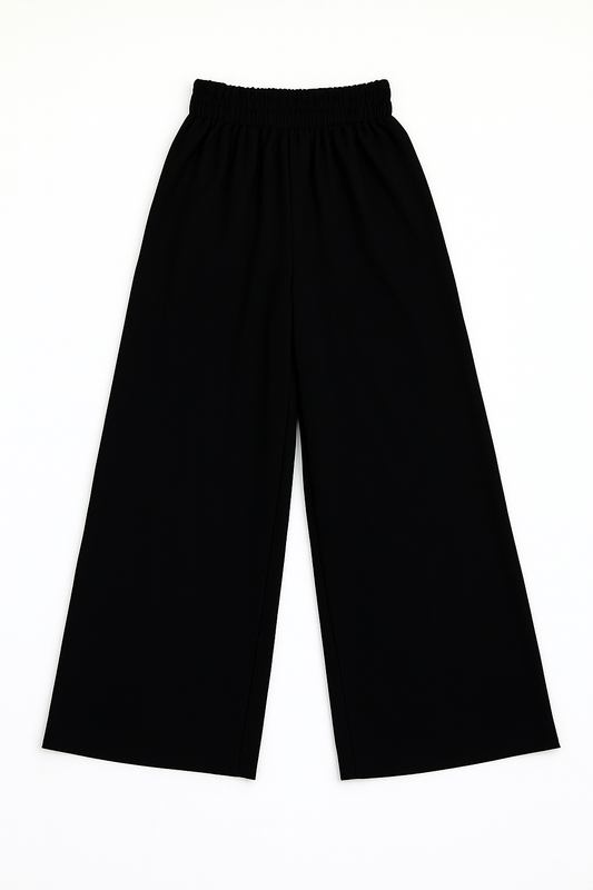 Classic Black Palazzo Pants with Waist Elastic Trouser