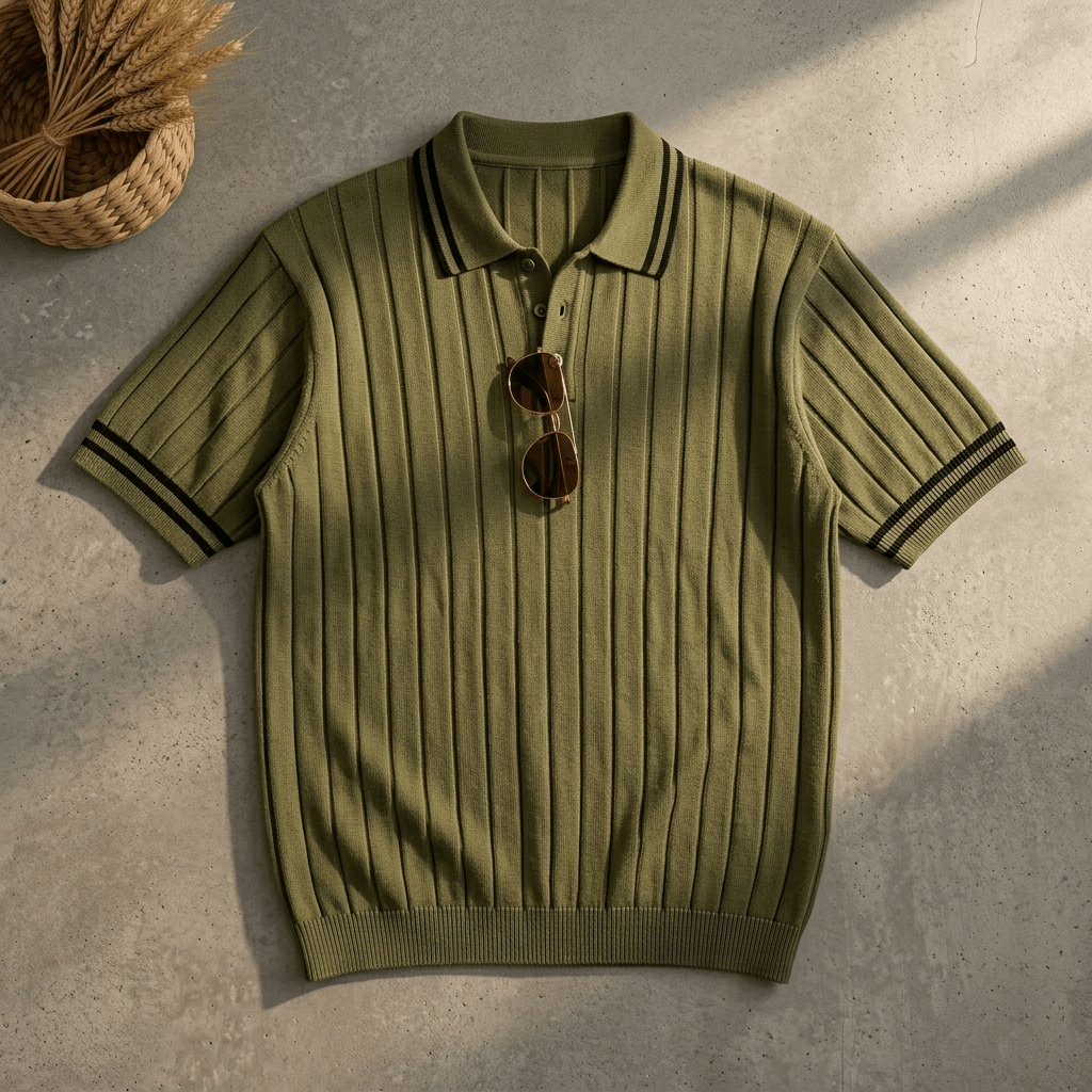 Men’s Premium Ribbed Same Collar Polo T-Shirt – Short Sleeve Casual Summer Wear