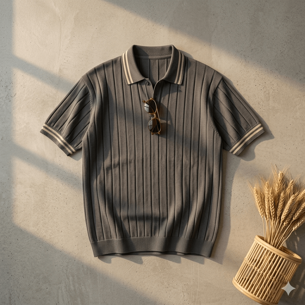 Men’s Premium Ribbed Same Collar Polo T-Shirt – Short Sleeve Casual Summer Wear