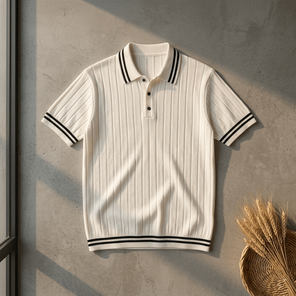 Men’s Premium Ribbed Same Collar Polo T-Shirt – Short Sleeve Casual Summer Wear