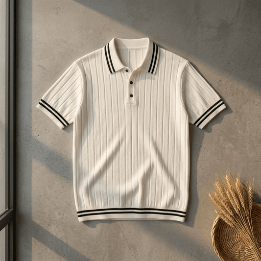 Men’s Premium Ribbed Same Collar Polo T-Shirt – Short Sleeve Casual Summer Wear