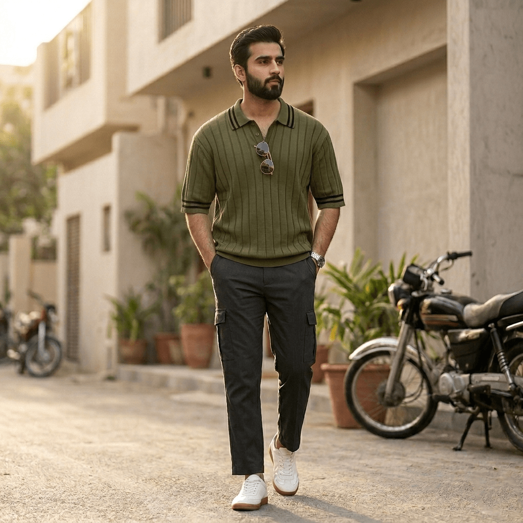 Men’s Premium Ribbed Same Collar Polo T-Shirt – Short Sleeve Casual Summer Wear