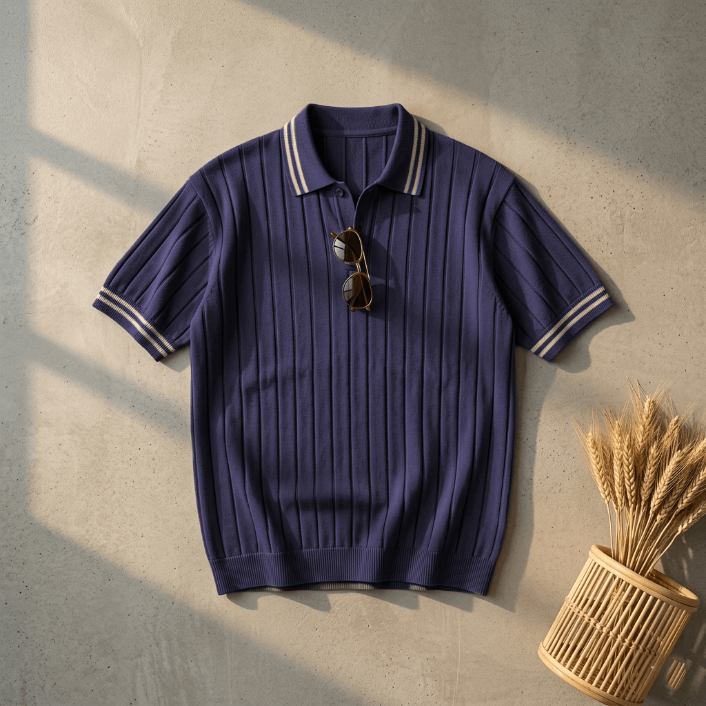Men’s Premium Ribbed Same Collar Polo T-Shirt – Short Sleeve Casual Summer Wear