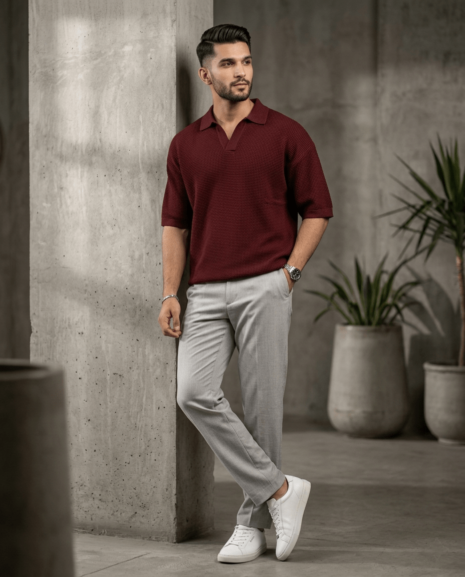 Oversize Honeycomb Polo