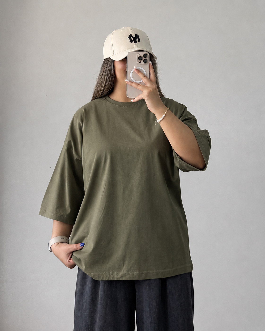 Olive green Plain Dropped