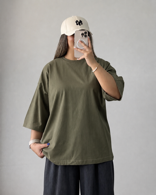 Olive green Plain Dropped
