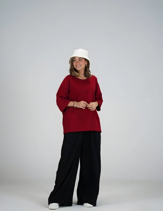 Oversized Comfort Mode | Maroon & Black