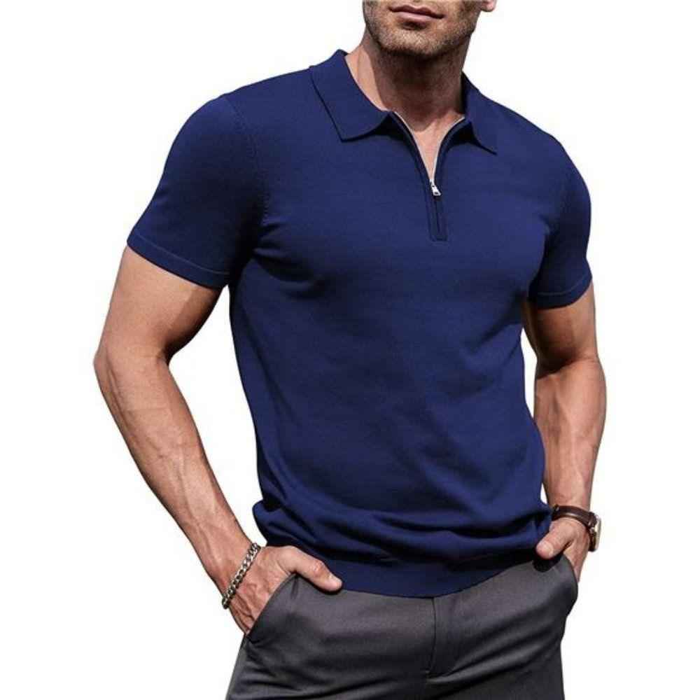 Zipper Polo T-Shirts for men Navy blue